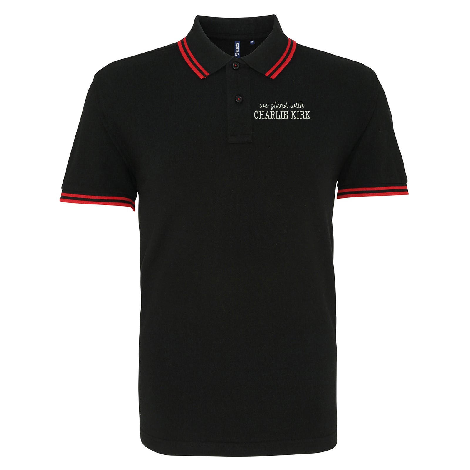 We Stand With Charlie Kirk Tipped Polo Shirt