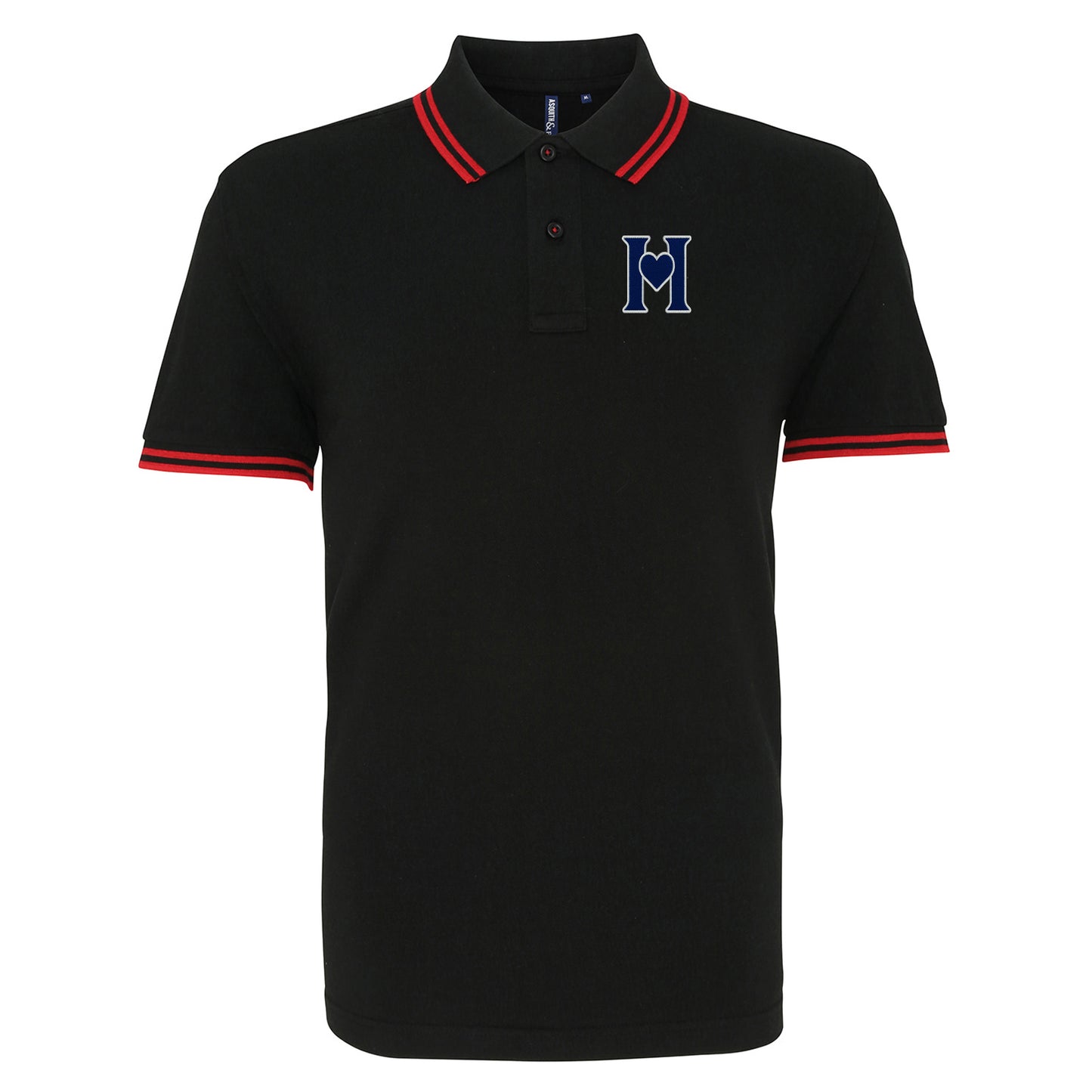 Retro Old School Hearts Football Tipped Polo Shirt