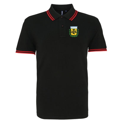 Old School Argentina Football Tipped Polo Shirt 