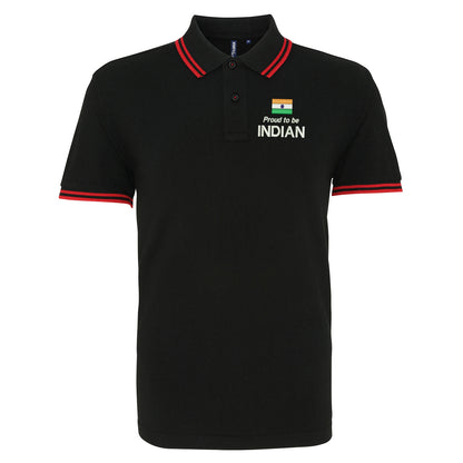 Proud to be Indian Embroidered Tipped Polo Shirt