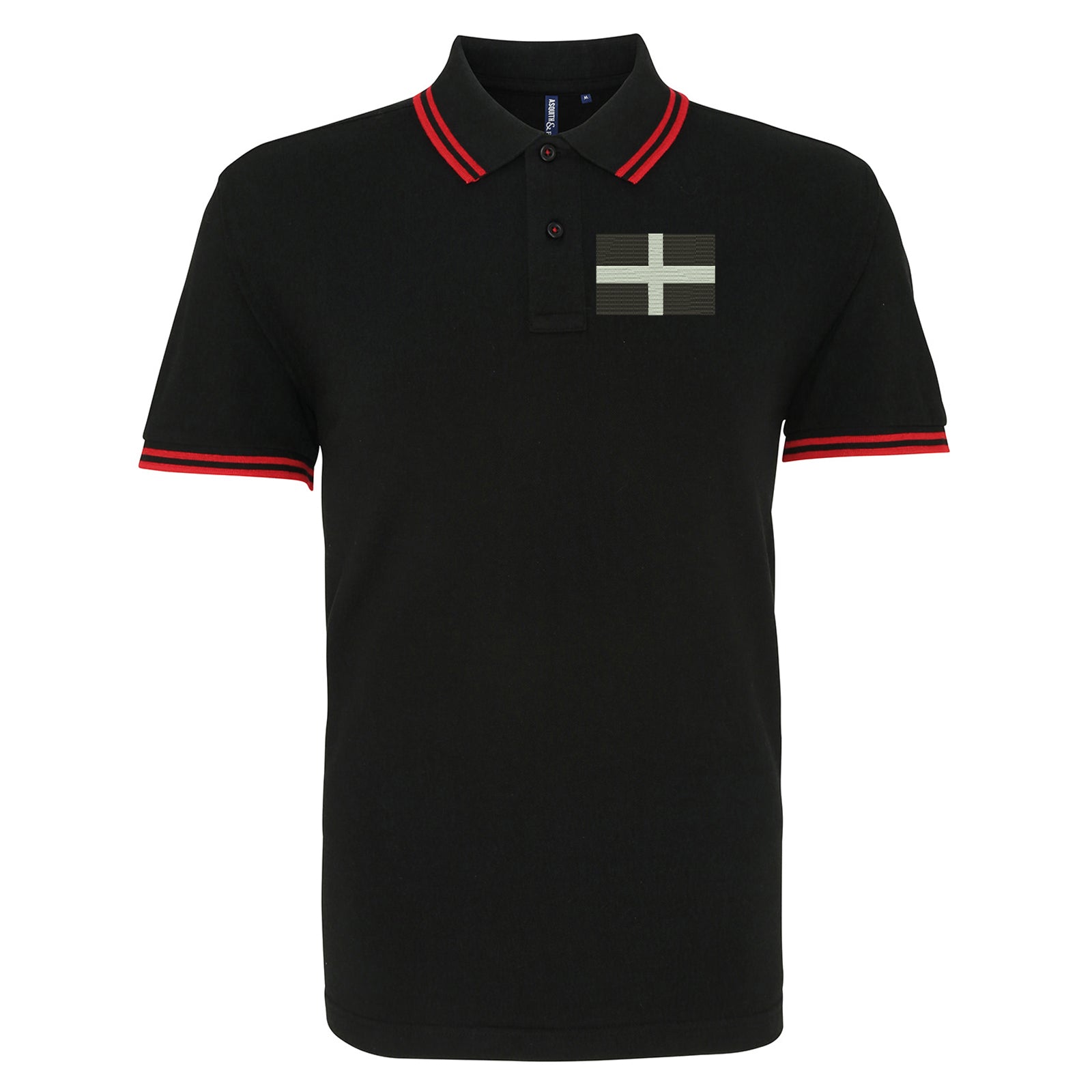 Saint Pirans Flag Embroidered Tipped Polo Shirt