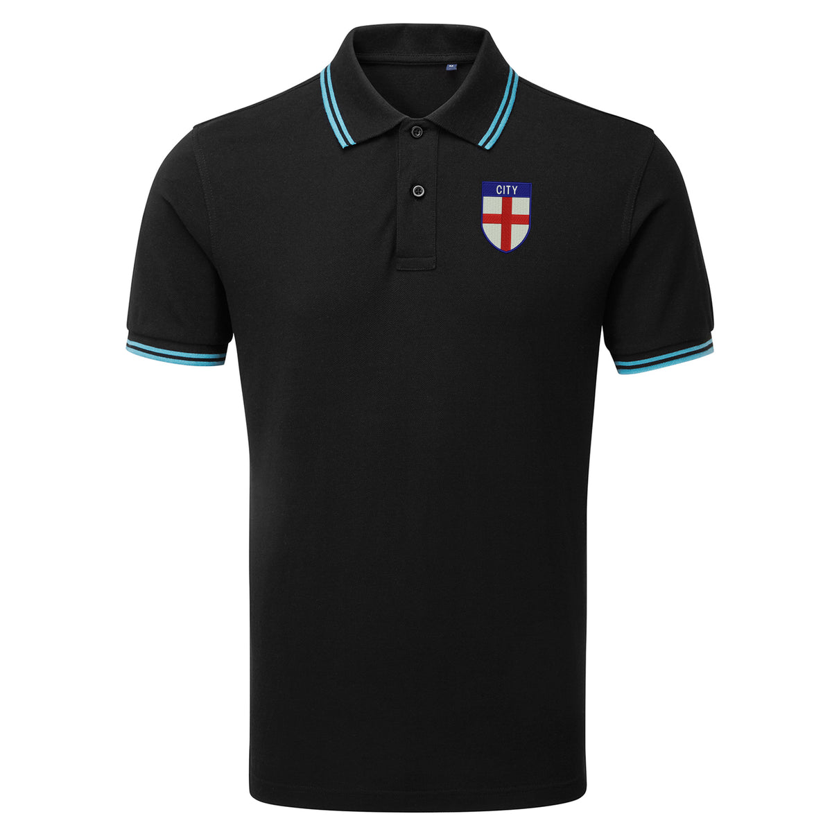 City Flag of England Shield Tipped Embroidered Polo Shirt