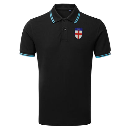 City Flag of England Shield Tipped Embroidered Polo Shirt