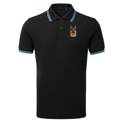 German Shepherd Dog Face Tipped Polo Shirt 