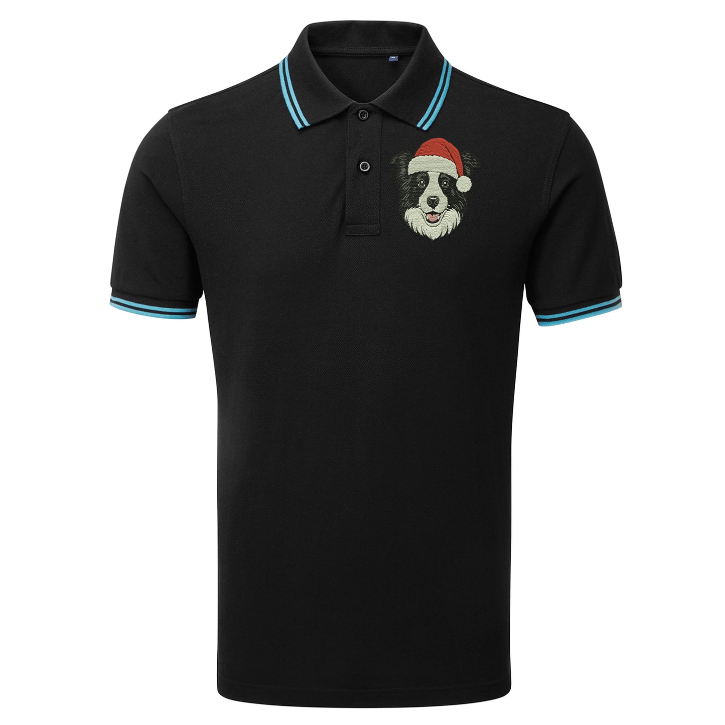 Border Collie Christmas Tipped Polo Shirt