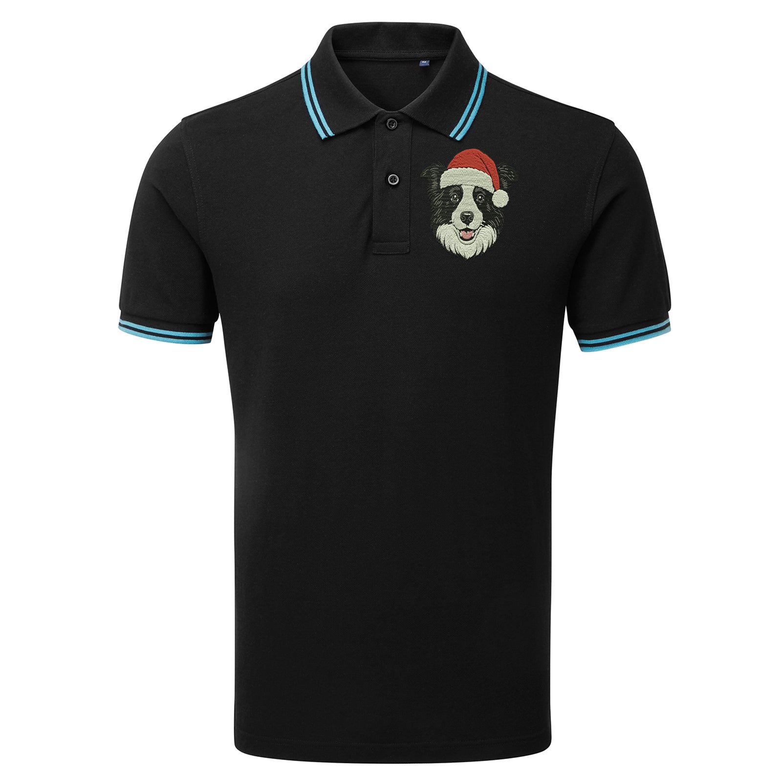 Border Collie Christmas Tipped Polo Shirt