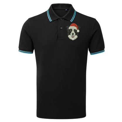 Border Collie Christmas Tipped Polo Shirt