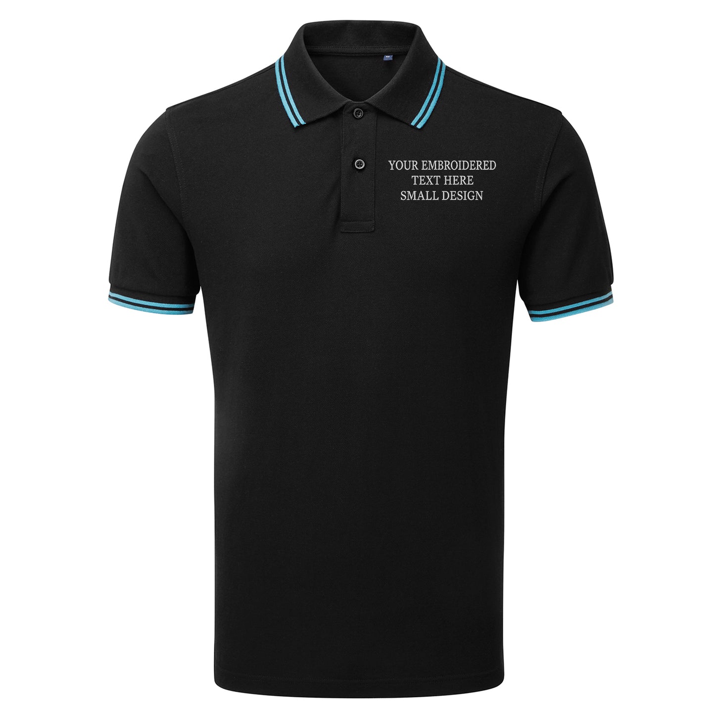 Personalised Custom Small Text Tipped Polo Shirt 