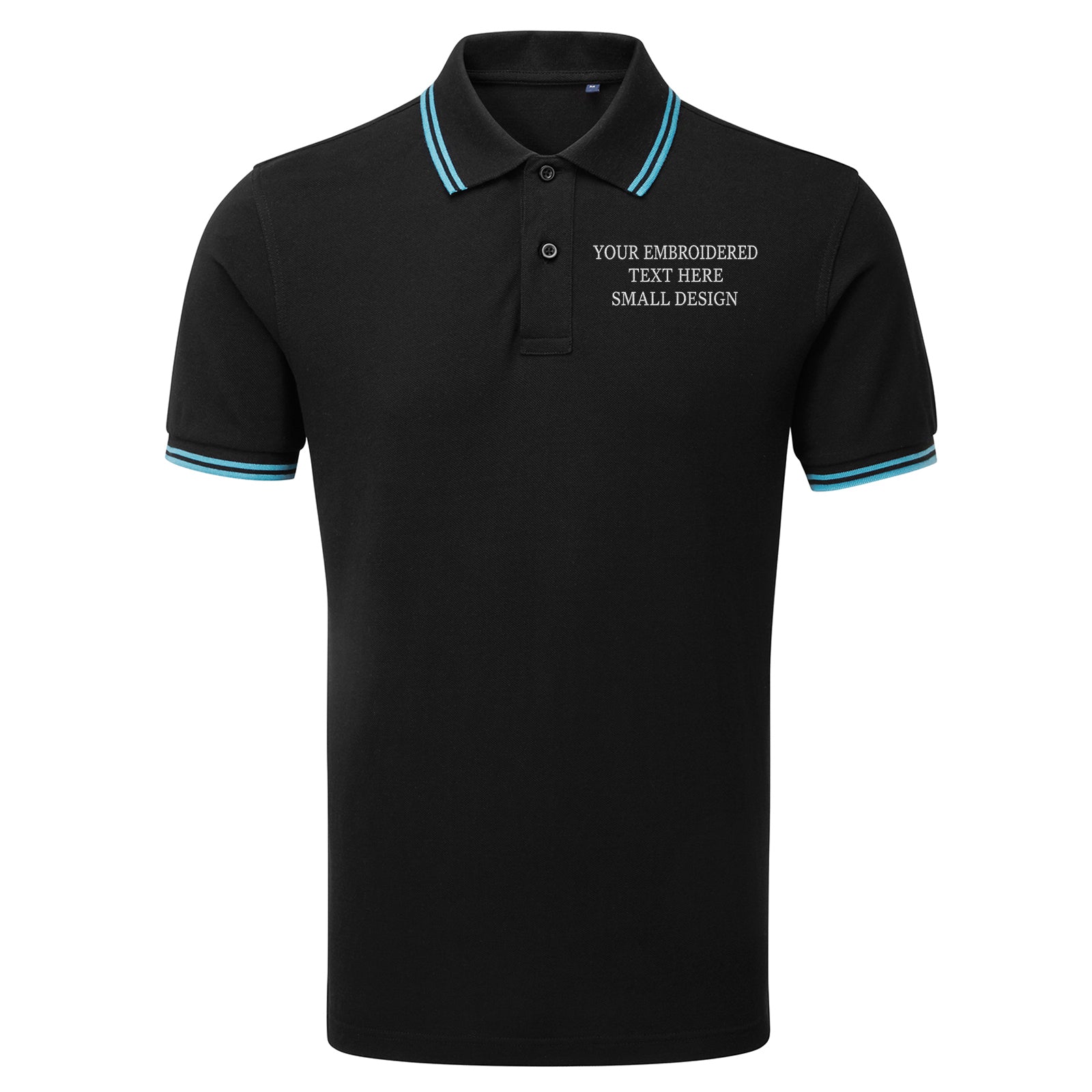 Personalised Custom Small Text Tipped Polo Shirt 