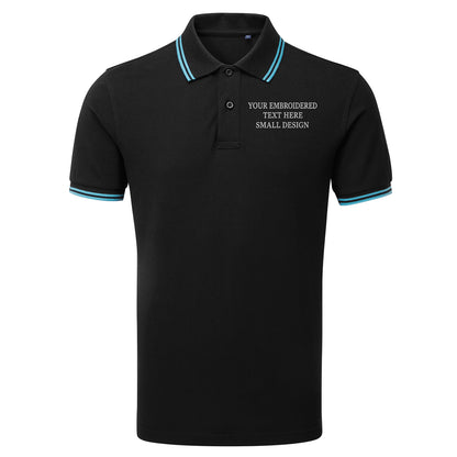 Personalised Custom Small Text Tipped Polo Shirt 