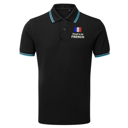 Proud to be French Embroidered Tipped Polo Shirt