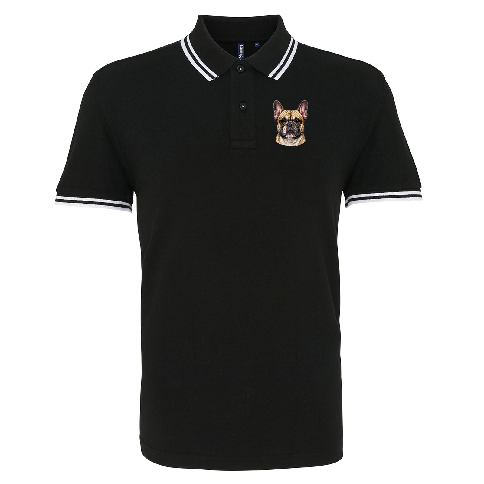 French Bulldog Dog Face Tipped Polo Shirt