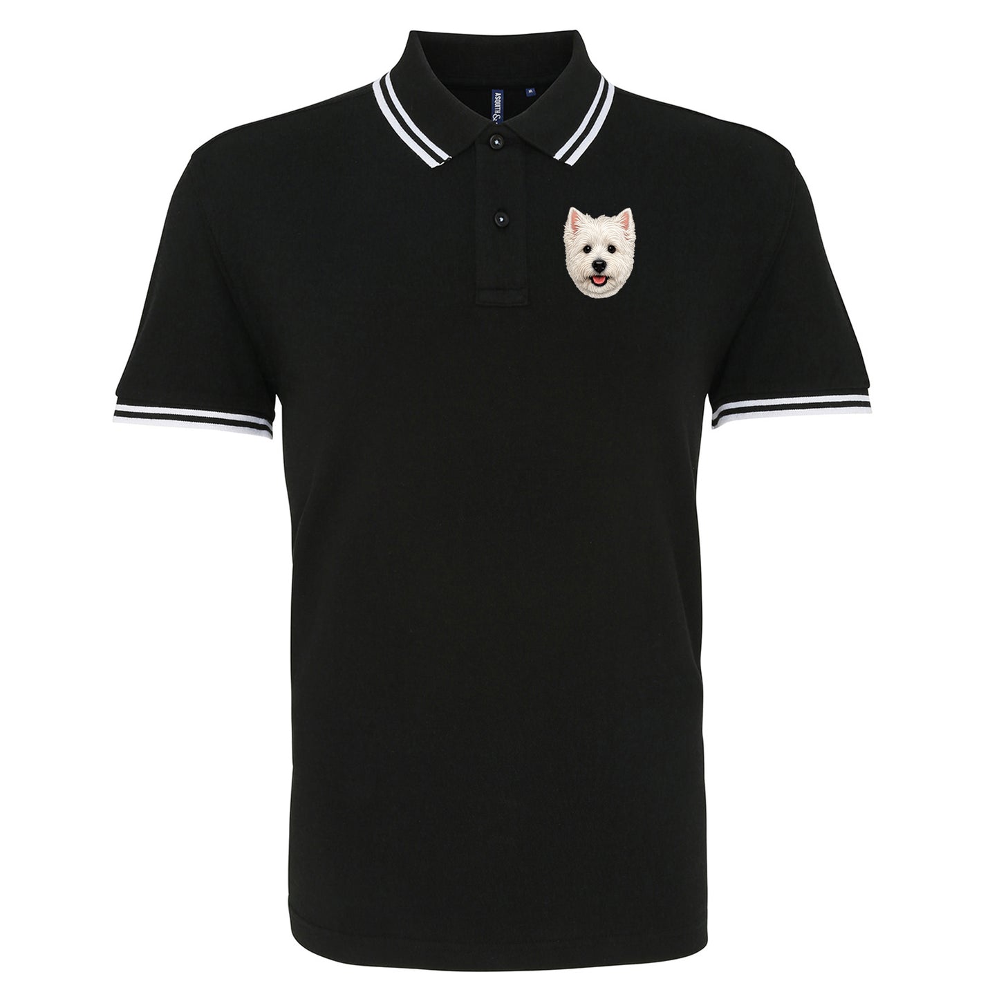 Westie Dog Face Tipped Polo Shirt