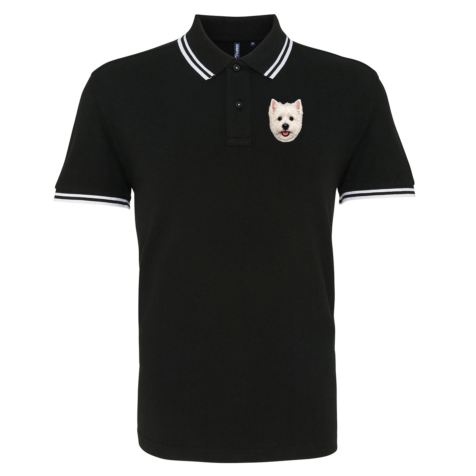 Westie Dog Face Tipped Polo Shirt