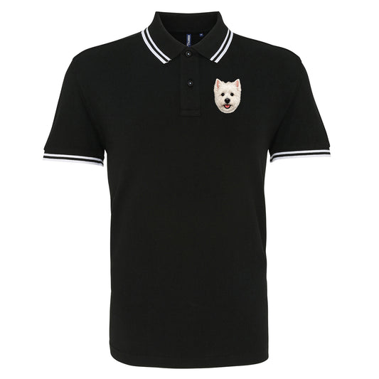 Westie Dog Face Tipped Polo Shirt
