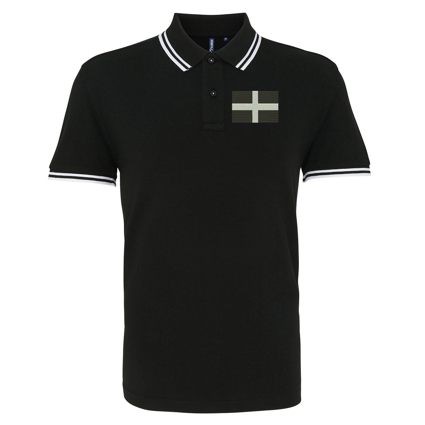 Saint Pirans Flag Embroidered Tipped Polo Shirt