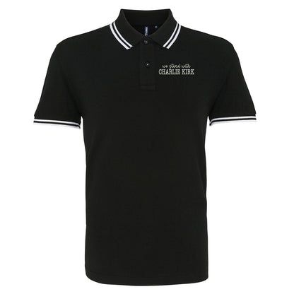 We Stand With Charlie Kirk Tipped Polo Shirt