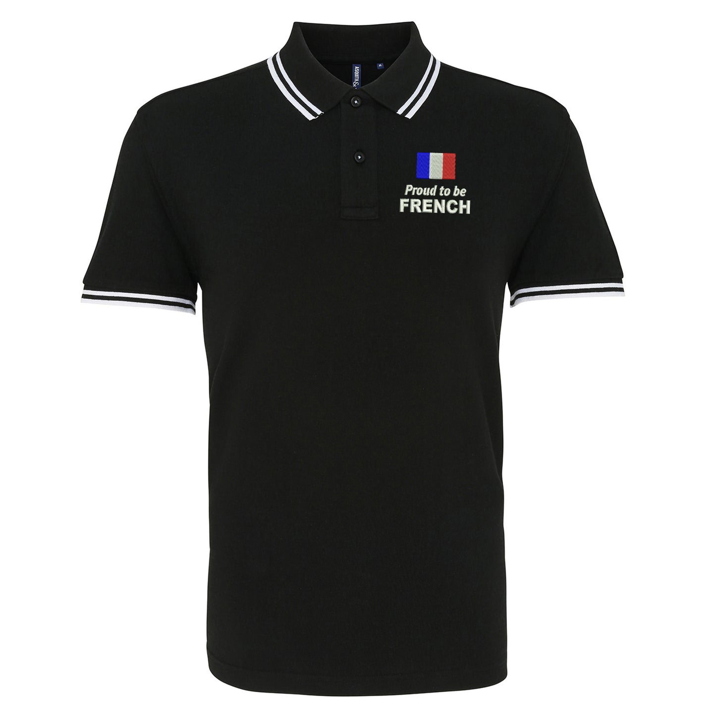 Proud to be French Embroidered Tipped Polo Shirt