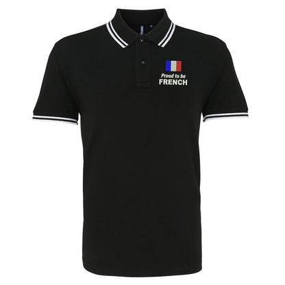 Proud to be French Embroidered Tipped Polo Shirt