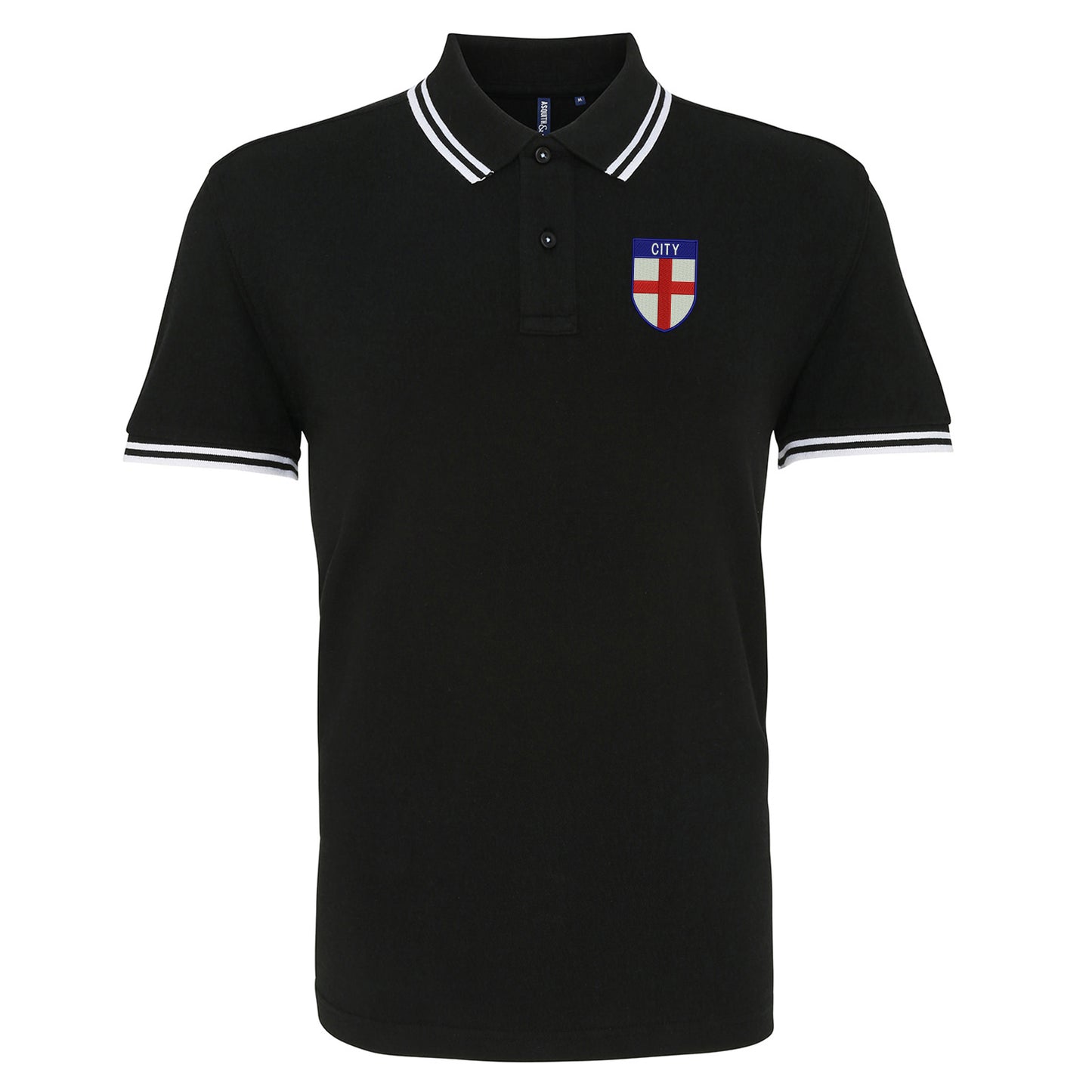 City Flag of England Shield Tipped Embroidered Polo Shirt
