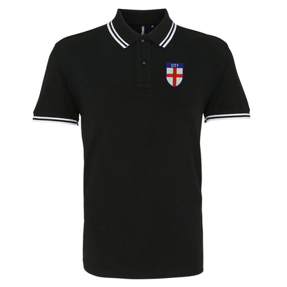 City Flag of England Shield Tipped Embroidered Polo Shirt