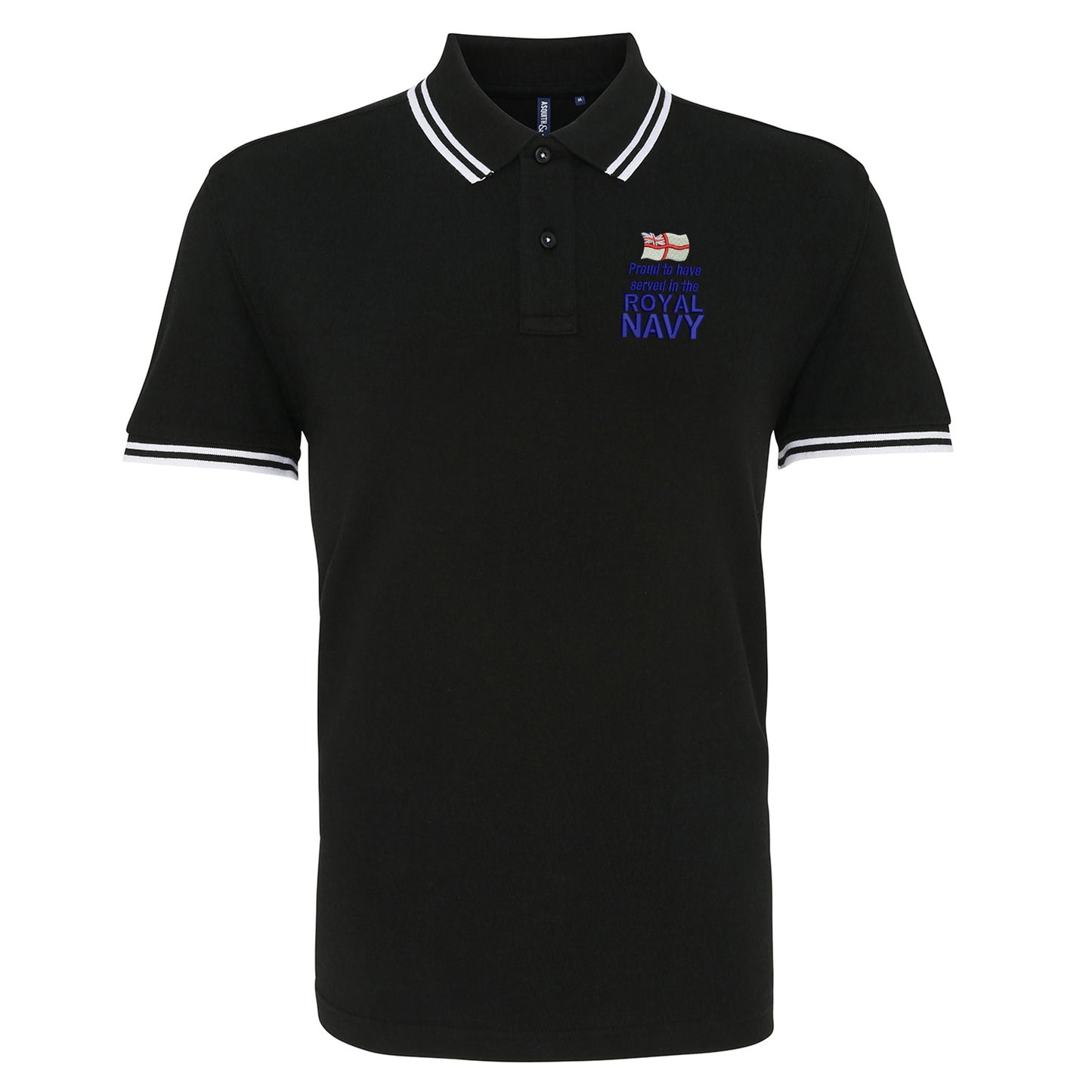 Proud to Have Served in The Royal Navy Embroidered Tipped Polo Shirt