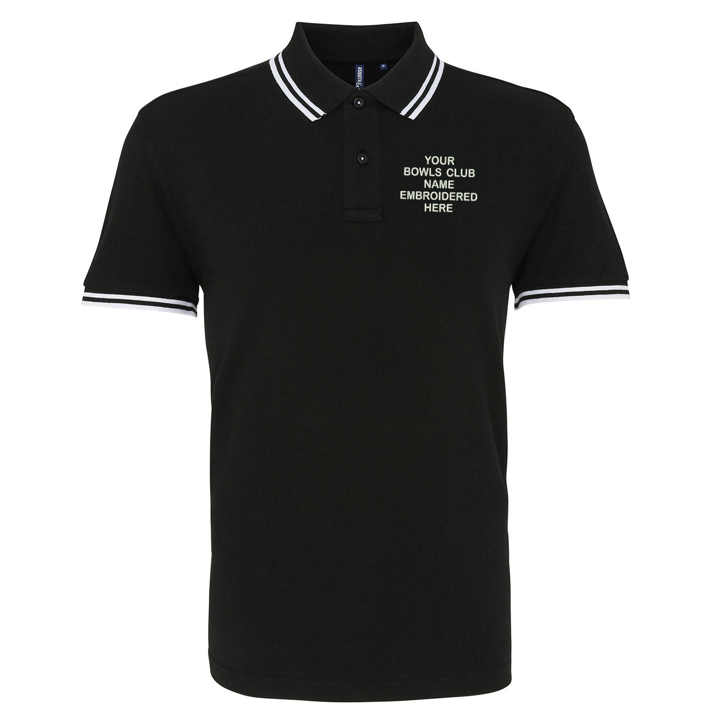 Personalised Bowls Club Embroidered Tipped Polo Shirt