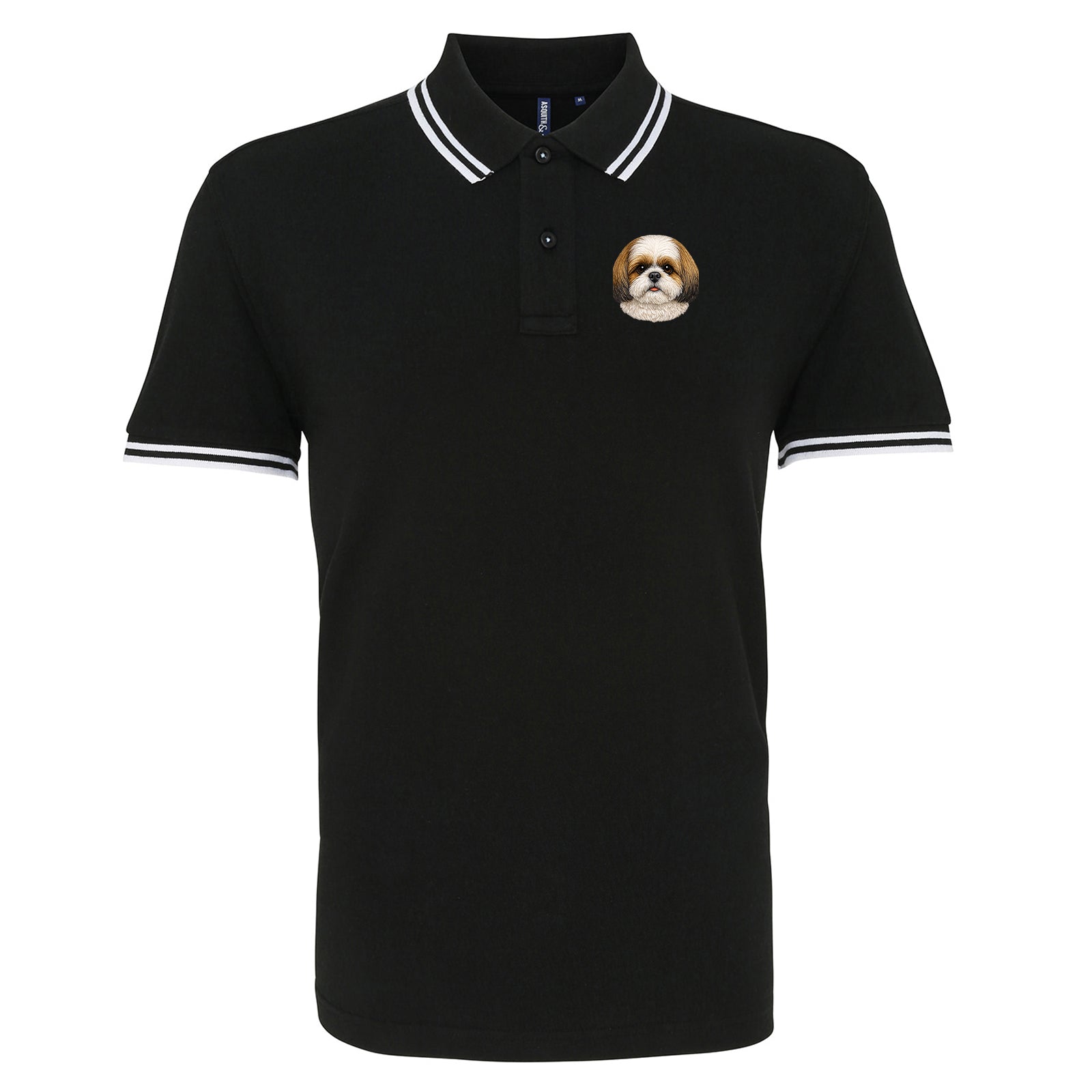 Shih Tzu Dog Face Tipped Polo Shirt