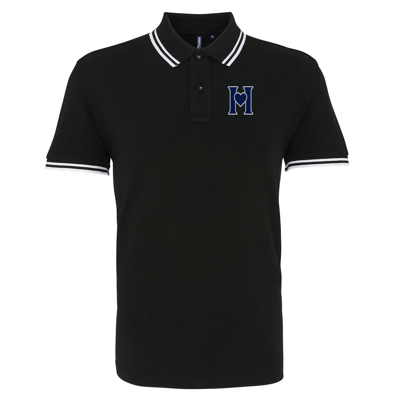 Retro Old School Hearts Football Tipped Polo Shirt