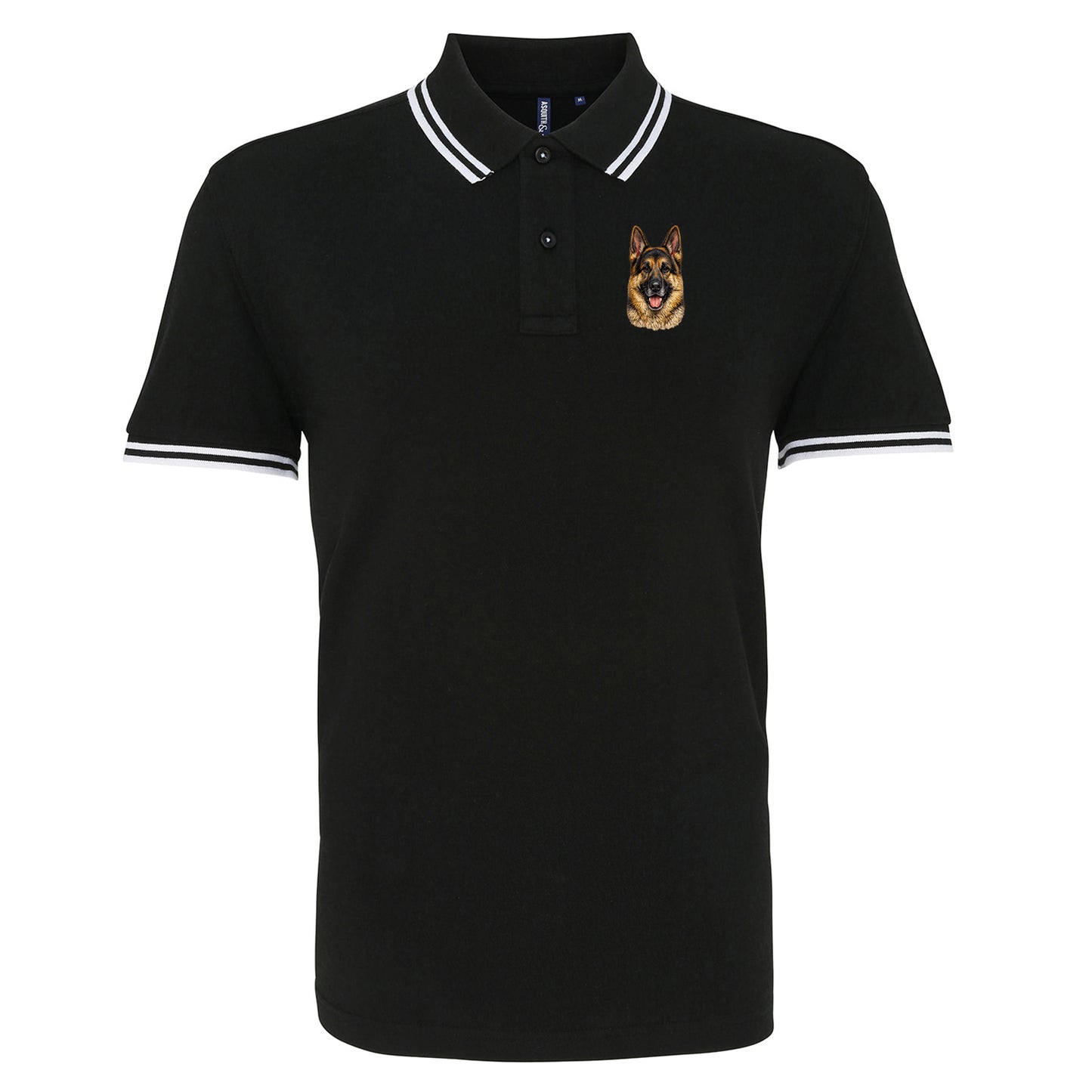 German Shepherd Dog Face Tipped Polo Shirt 