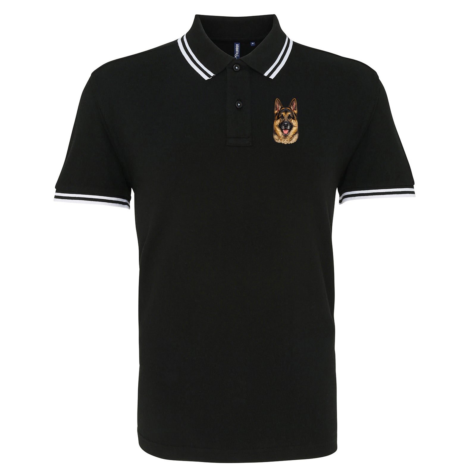 German Shepherd Dog Face Tipped Polo Shirt 