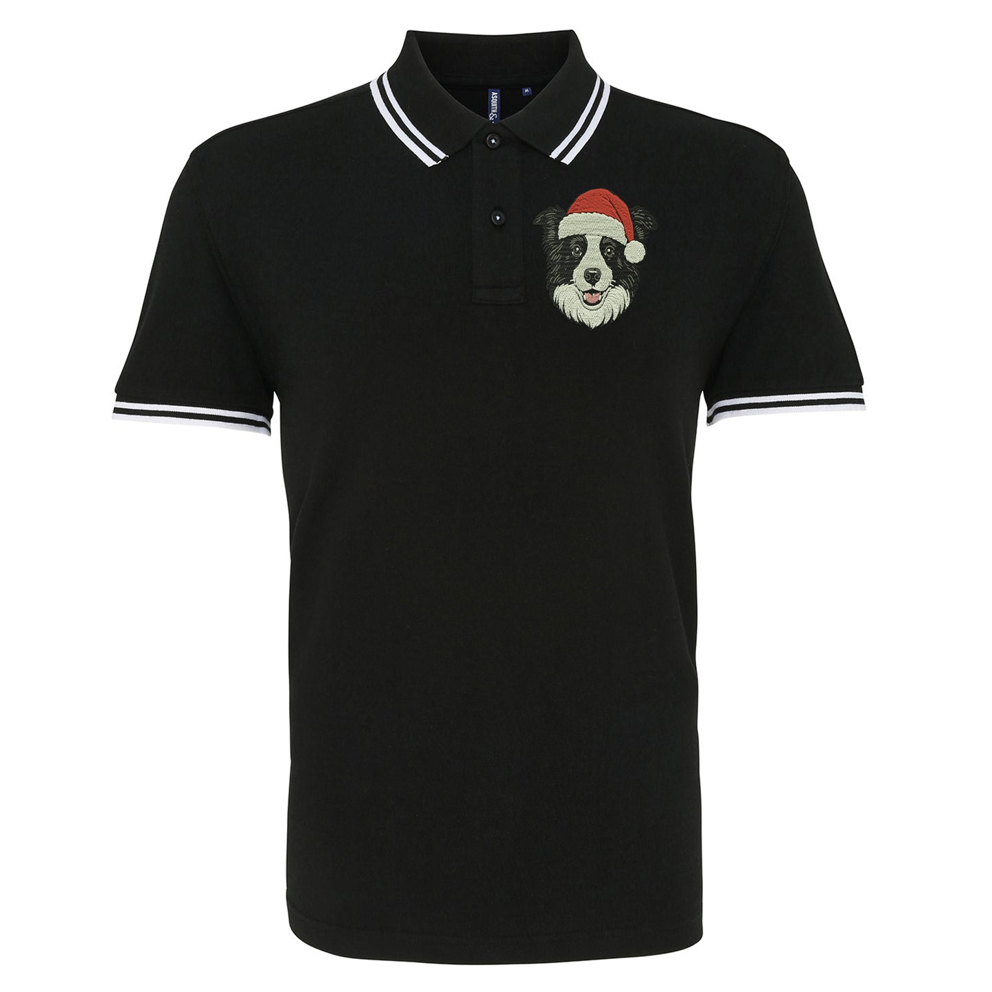 Border Collie Christmas Tipped Polo Shirt
