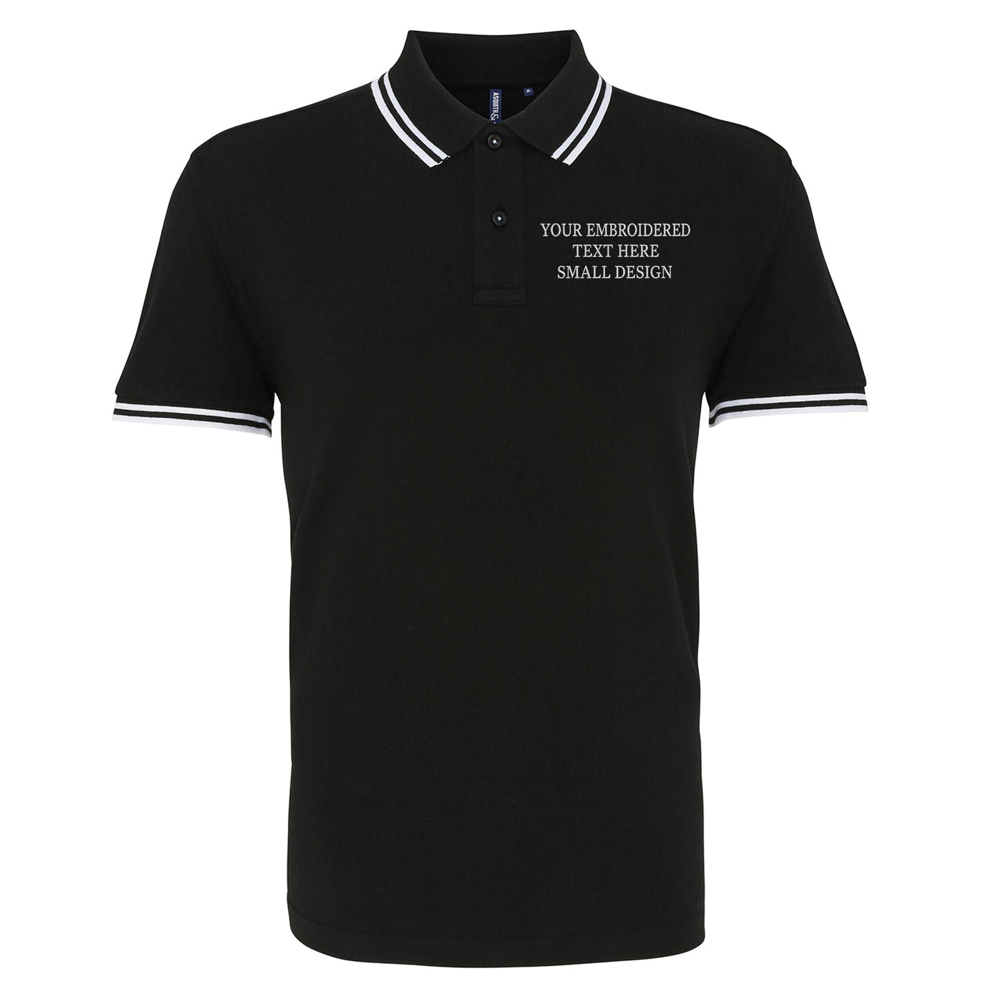 Personalised Custom Small Text Tipped Polo Shirt 