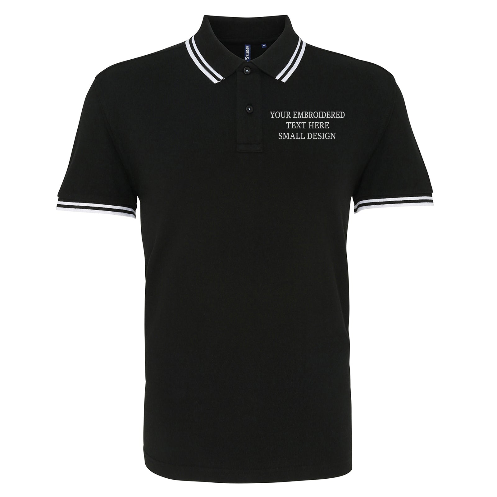 Personalised Custom Small Text Tipped Polo Shirt 