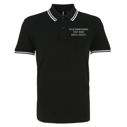 Personalised Custom Small Text Tipped Polo Shirt 