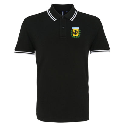Old School Argentina Football Tipped Polo Shirt 