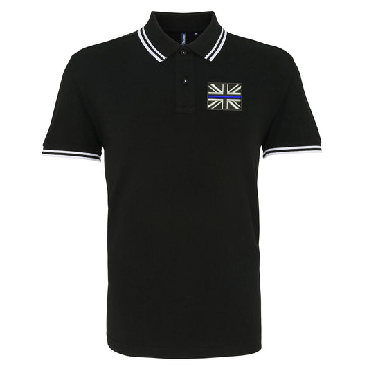 Thin Blue Line Union Jack Embroidered Tipped Polo Shirt