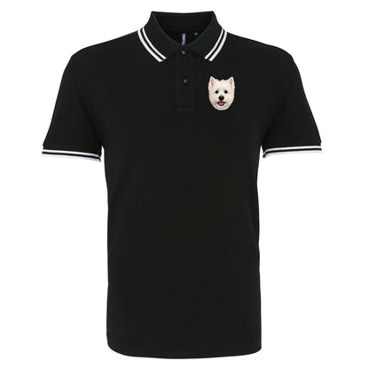 Westie Dog Face Tipped Polo Shirt