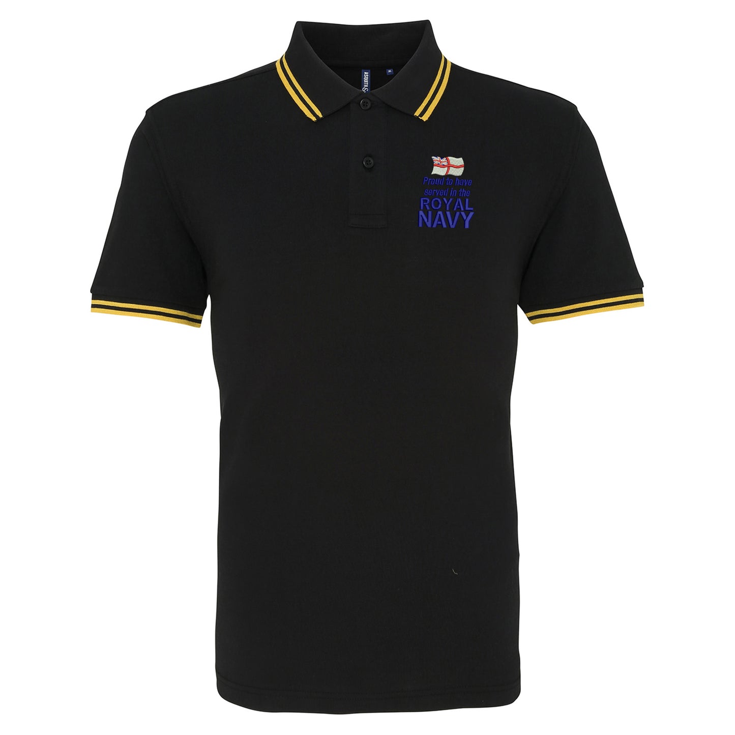 Proud to Have Served in The Royal Navy Embroidered Tipped Polo Shirt
