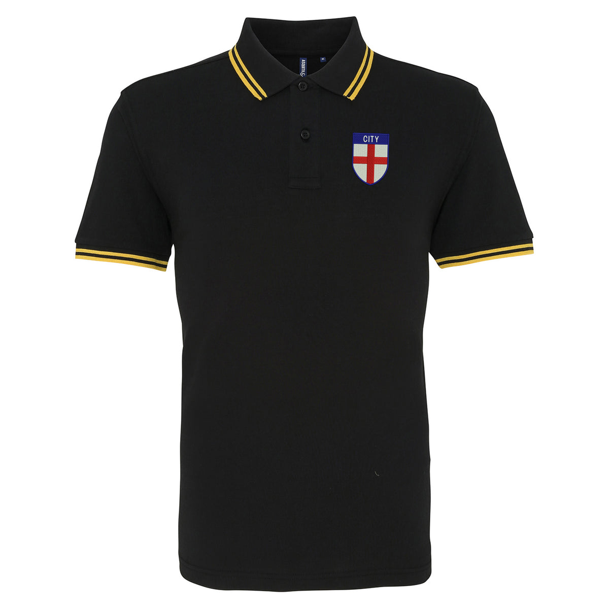 City Flag of England Shield Tipped Embroidered Polo Shirt