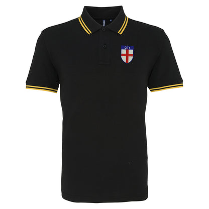 City Flag of England Shield Tipped Embroidered Polo Shirt