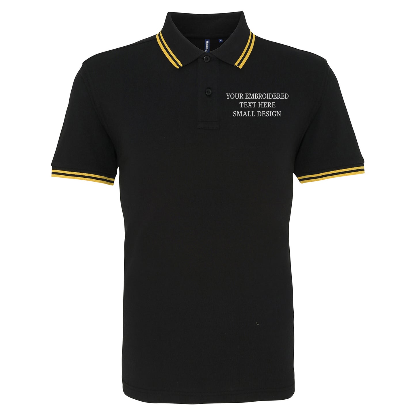 Personalised Custom Small Text Embroidered Tipped Polo Shirt