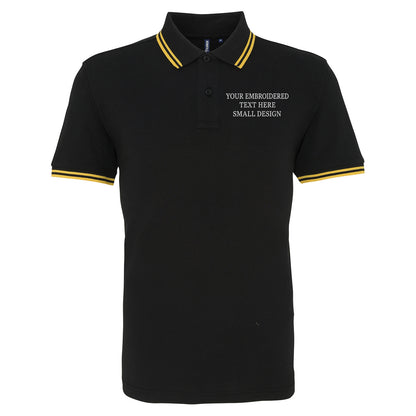Personalised Custom Small Text Embroidered Tipped Polo Shirt