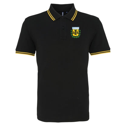 Old School Argentina Football Tipped Polo Shirt 
