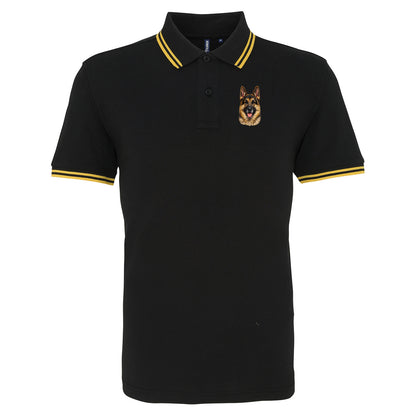 German Shepherd Dog Face Tipped Polo Shirt 