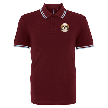 Shih Tzu Dog Face Tipped Polo Shirt