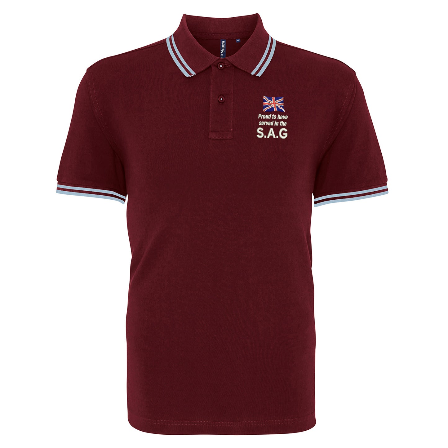 Proud to Have Served in The SAG Embroidered Tipped Polo Shirt