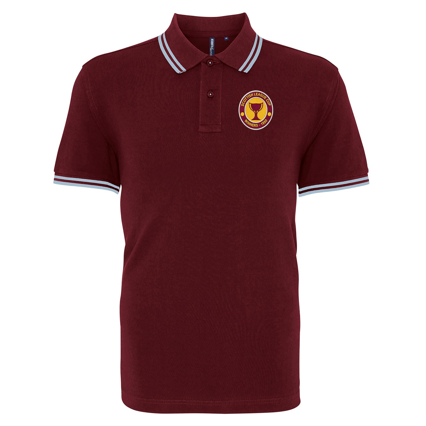 Retro Motherwell Scottish League Cup Winners 1950 Tipped Polo Shirt