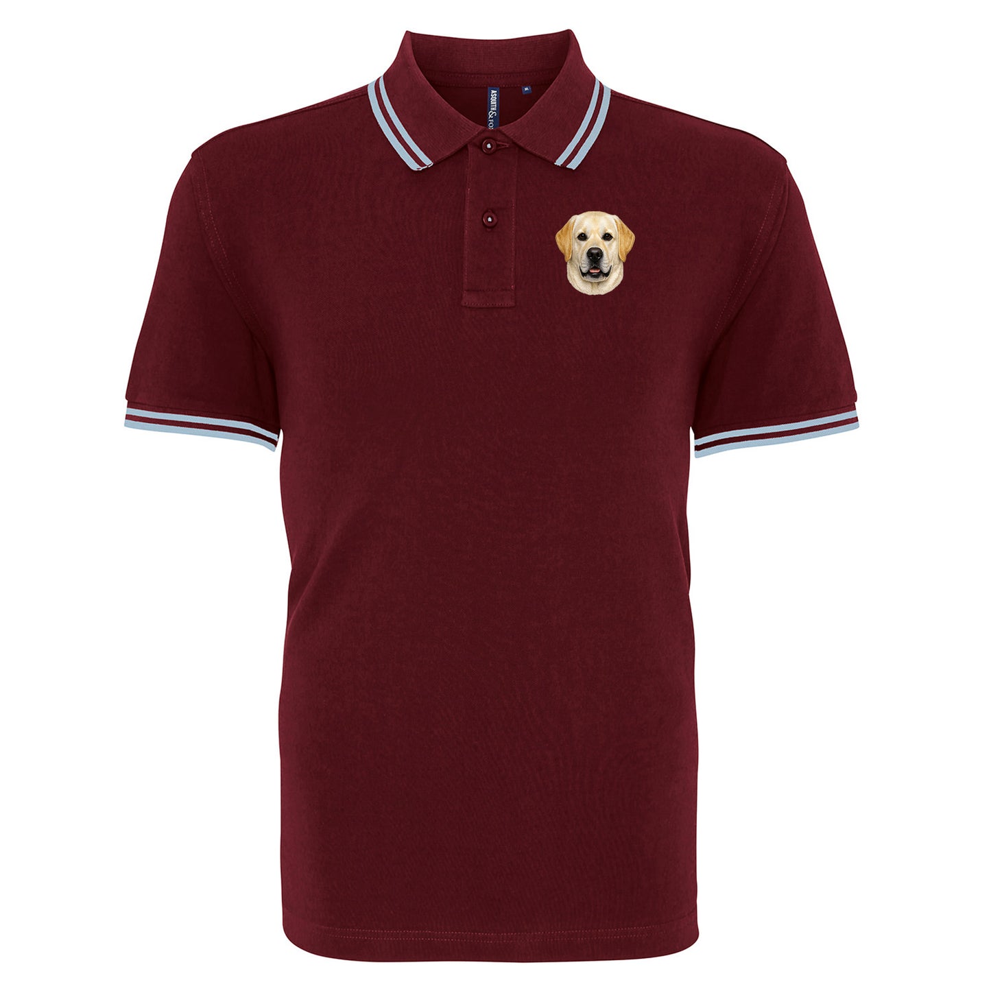 Yellow Labrador Dog Face Tipped Polo Shirt
