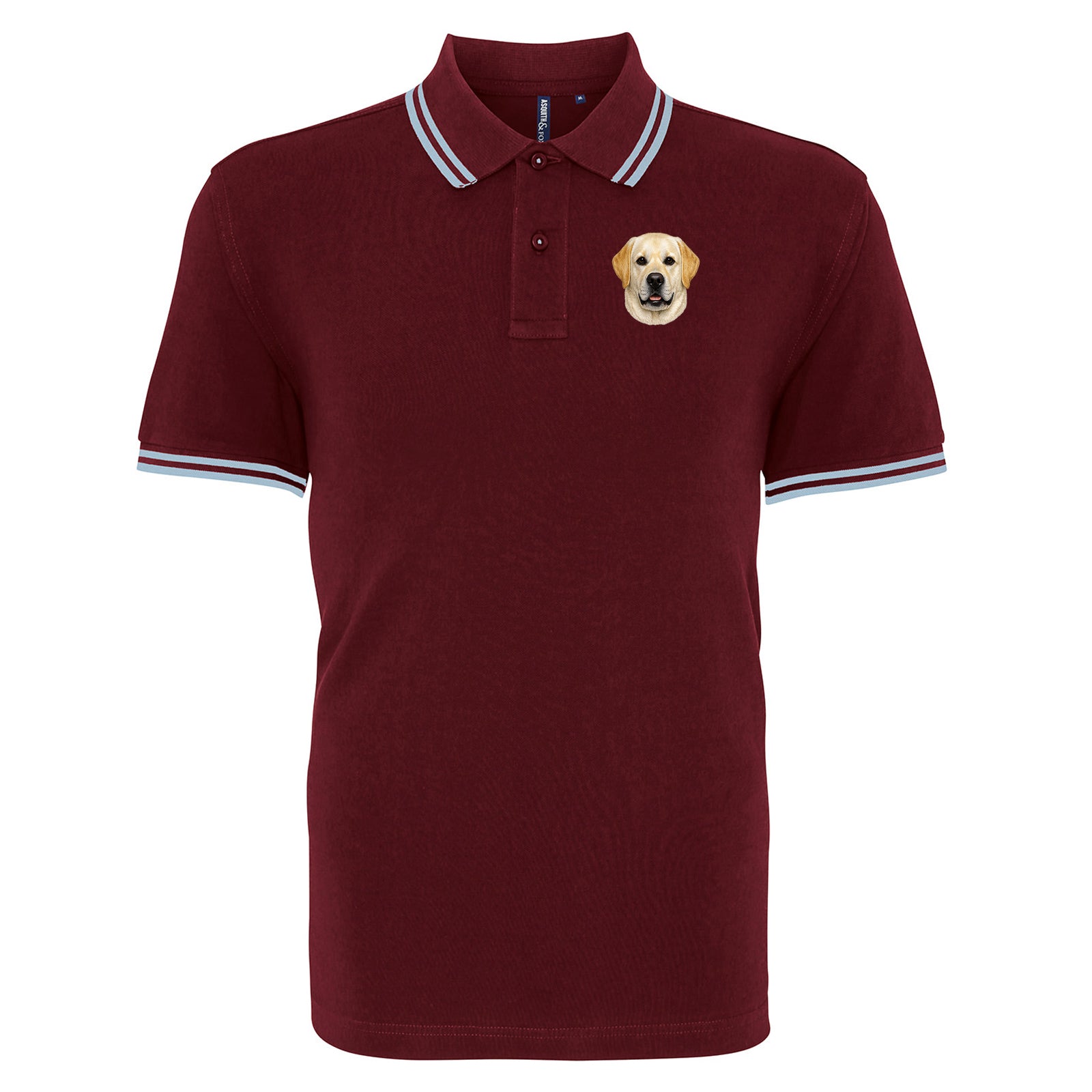 Yellow Labrador Dog Face Tipped Polo Shirt